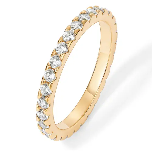 PAVOI Eternity Ring for Women - 14K Gold Plated Cubic Zirconia Stackable Rings for Women - Gold Jewelry Simulated Diamond Wedding Bands