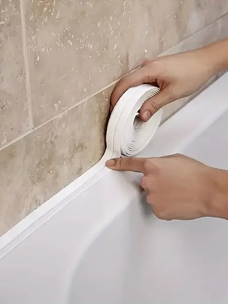 HOTYPXQ Self-Adhesive White Caulk Tape - 1/3 Roll PE Invisible Sealant Strip with Strong Adhesion, Waterproof, Easy-to-Apply for Bathroom Accessories, Kitchen Edge Protection, Adhesive Strips Waterproofers, Seal Strip Waterproofers,home essentials,sohochi