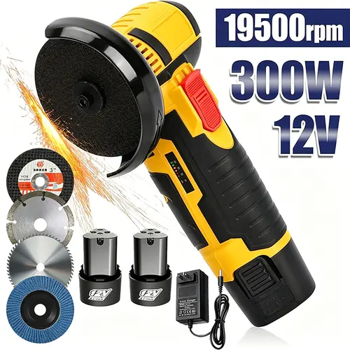 Cordless Mini Brushless Angle Grinder Kit, 1 Set Multi-purpose Rechargeable Grinding Tool With 2×Lithium Batteries, , Polishing Grinding Machine for Cutting, Diamond Cordless Power Tools, Tools and Gadgets Portable