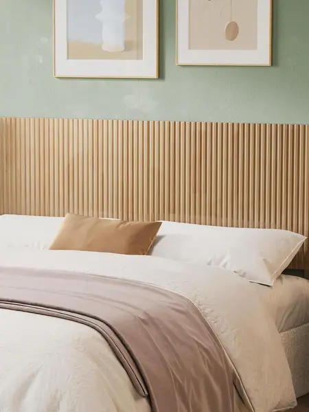 Wood Headboard , 64.6"or 80.3‘’ Wide Wooden Headboard Only, Modern Farmhouse Headboards, Wall Mounted Fluted Panel, Wingback Boho Headboards