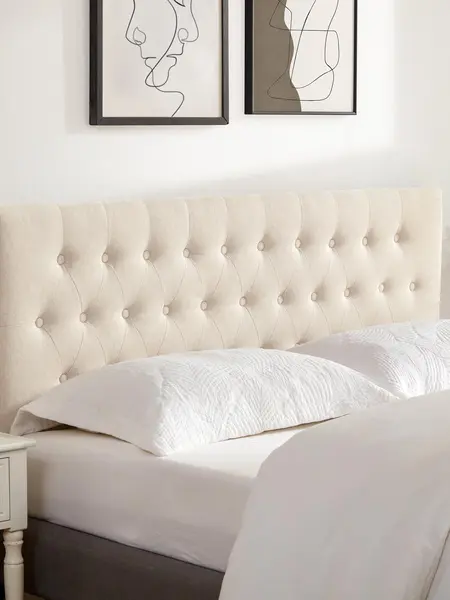 Tufted Upholstered Headboard Twin/Full/Queen/King Size, Solid Wood Head Board with Durable Metal Legs, Adjustable Height Bed headboard from 37” to 51” Fabric Headboard in Modern Button Design