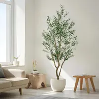Lifelike Artificial Olive 5.25/6/7FT Tree Decorative Fake Plant Indoor Tall Plant Realistic Shape Multiple Branches and Leaves Suitable for Home Office