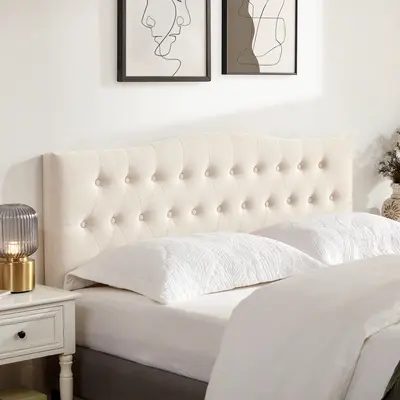 Tufted Upholstered Headboard Twin/Full/Queen/King Size, Sturdy and Durable Solid Wood Bed headboard, Fabric Headboard Adjustable Height from 37” to 51”, Modern Button Diamond Design Head Board