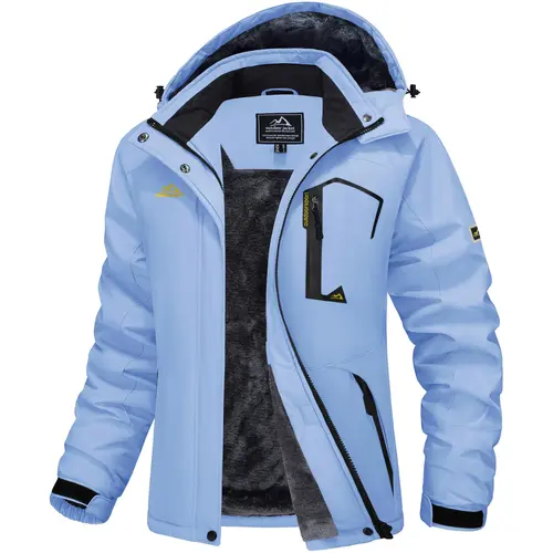 MAGCOMSEN Women's Waterproof Ski Jacket - Hooded, Fleece-Lined, Warm Winter Snow Coat - Windproof Outdoor Wear for Mountain Activities - Women's Clothing Ski Gear,back to school,back to school shopping,sohochic