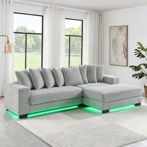 Niccae 4-Piece Upholstered Sectional Couch - 2-in-1 Convertible L-Shaped Modern Comfy Couch Bed with Removable Ottoman, Dense Foam Chaise Lounge, No-Tool Assembly for Small Spaces, Sofas Living Room Furniture, Upholstered Sofas,sohochic