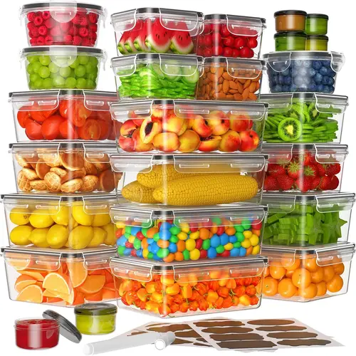 [NEW!] 50 PCS Food Storage Containers – BPA-Free Airtight Food Containers with Leakproof Lids, Stackable & Microwave Safe, Ideal for Pantry Organization, Leftovers, Fruits & Meal Prep, Food Storage Kit, Kitchen