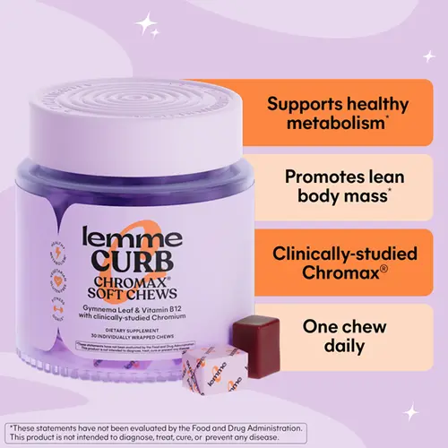 Lemme Curb Chromax Soft Chews - Support Metabolism w/Clinically Studied Chromium, Gymnema & B12 for Healthy Lifestyle, Mixed Berry