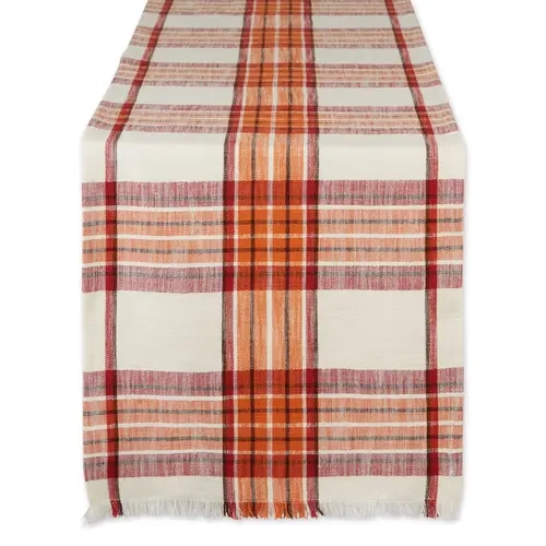 Design Imports 14" x 72" Pumpkin Spice Plaid Table Runner