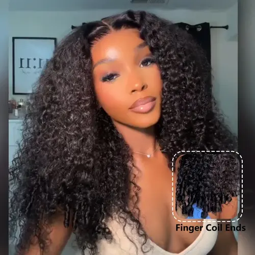 UNice Female 7x5 HD Lace Closure Wigs Human Hair, 180% Density Burmese Curly Glueless Wig with Bangs, Pre-Bleached Pre-Plucked Natural Scalp, Natural Look & Beginner-Friendly Styling,sohochic