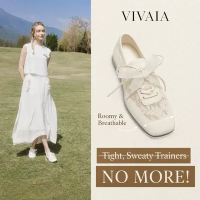 VIVAIA Women’s Square-Toe Satin Sneakerina, Lightweight Lace-Up Ballet Sneakers with Elastic Heel & Ribbon Laces for Back to School (Cristina), Walking Shoes, Streetwear Shoes, Footwear, Casual tiktokshopbacktoschool,back to school,back to school haul,soh