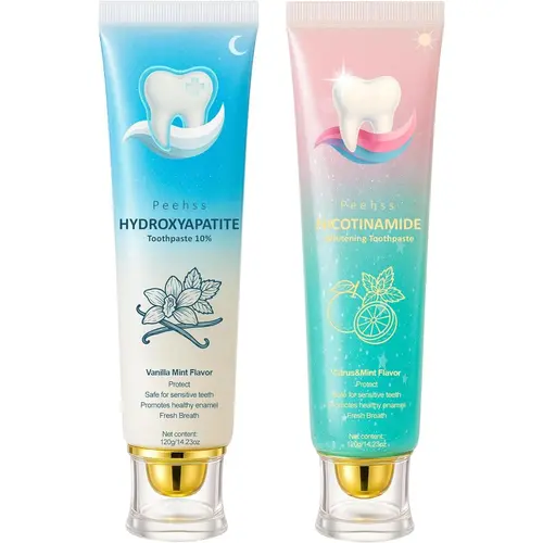 10% Hydroxyapatite + Niacinamide Fluoride-Free Toothpaste, Enamel Repair Toothpastes, Gum Care, Sensitivity Relief, Whitening, Breath Freshening, Citrus Mint, Minty Fresh 120g Oral Care Essentials, Whitening Toothpaste, Anti Bacterial Toothpastes backtosc