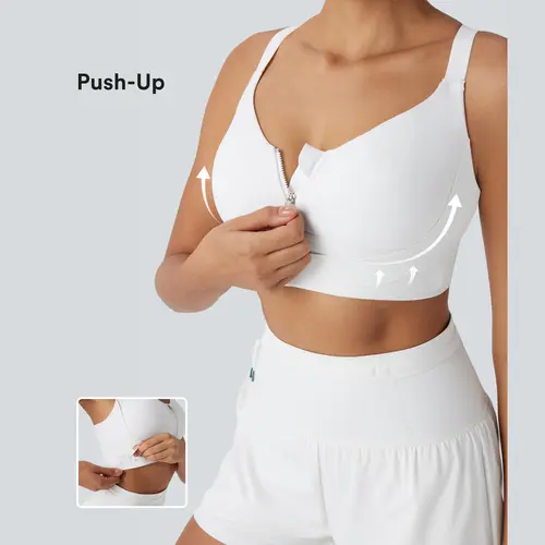 Halara SpeedWave Medium Support Push Up Crisscross Backless Zipper Adjustable Buckle Quick Dry Running Sports Bra #BackToSchool