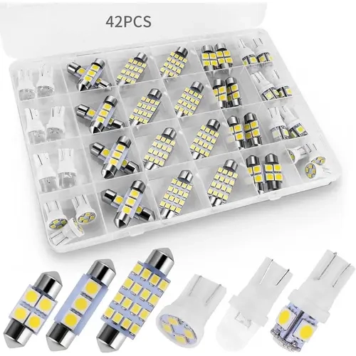 42-Piece Super Bright White Car Interior Lighting Kit - DE3175 T10 31mm 41mm 194 LED Bulbs, Truck & Car Fit, Bright LEDs for Dome Map Cab Lamps, Enhances Visibility, Easy DIY Swap Installation Truck Accessory, Led Light toolupgrade