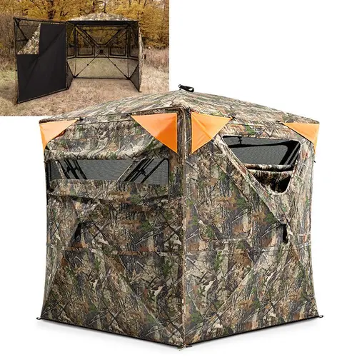 Tidewe Vis360 See Through Ground Blind Swing Door | 360° Camouflage Pop Up Hunting Blind for 2/3 Person | Portable Deer Blind with Orange Cover #Dealsforyoudays