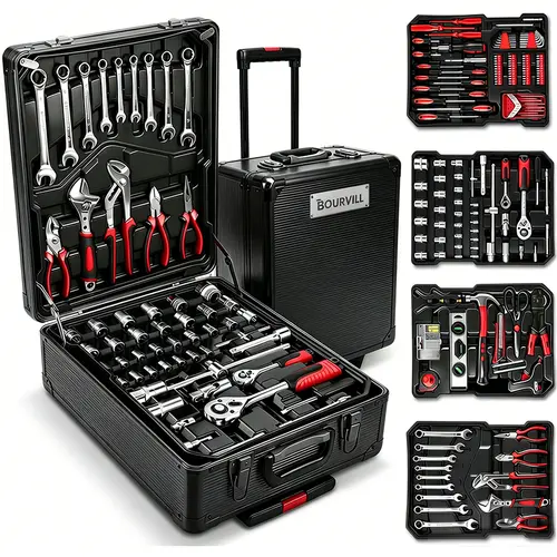 Bourvill 899PCS Large Capacity Metal Hand Toolbox, The Ultimate Home Repair Master Set - Comprehensive Toolbox, With 4 Drawers, General Household Toolkit, Simple And Durable, Auto Repair Repair Tools, No Assembly Required #summerfinds toolupgrade