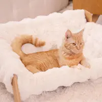 Elevated Pet Couch Bed, Solid Wood Sofa for Cat and Small Dog , Removable Washable Fluffy Cover Raised, Kitty Lounge Chair Suitable for Puppy for Indoor