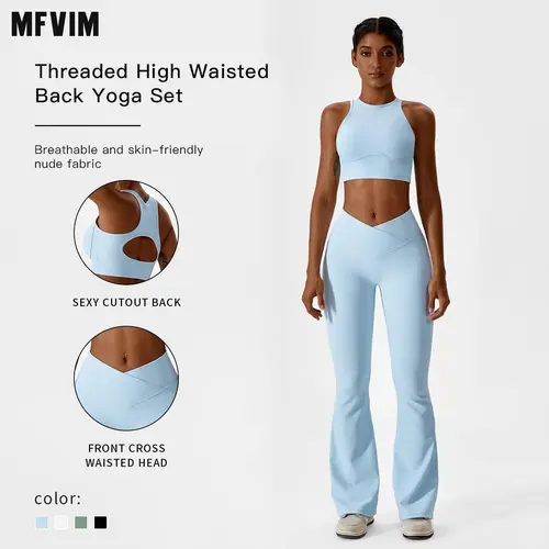 MFVIM Women's Fitness Set 2 Pieces High Waisted Seamless Bottom Pants With Padded Elastic Sports Bra Set Fitness Clothing Yoga Gym Activewear Yoga Outfit Workout Sportswear, Sweatsuit Set Outfit, Sportswear Set,travel essentials,camping essentials