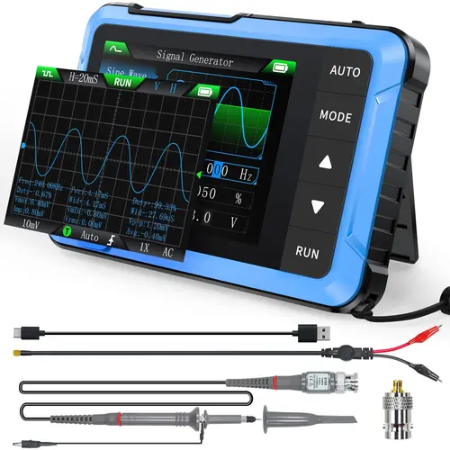 FNIRSI DSO-510 Handheld Oscilloscope & DDS Signal Generator 2 in 1 10MHz Bandwidth 48MS/s Sampling Rate 2.8" TFT Display with Auto Trigger Function, Type‑C Quick Charge,toolupgrade