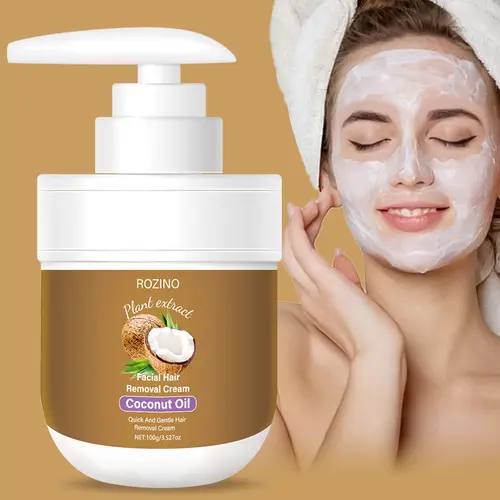 ROZINO Facial Hair Remover Cream, Beauty & Self Care Product with Plant Extracts, Coconut Oil for Effective Botanical & Coconut Oil Shaving