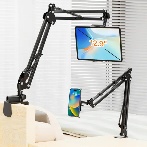 【Campagin】PEYOU Adjustable Bed Phone Holder with Long Arm Clip - Metal Stand for Phones & Tablets - Easy Installation & Stable Viewing Angle
