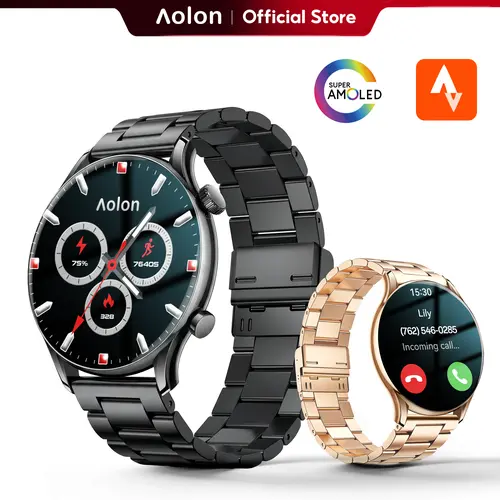 Aolon GTR3 Unisex Silicone Smartwatch - 1.43" AMOLED Always-On Display, Sleek Business Design, Health Monitor, Calorie Tracking, Music Control, Fast Charging, 120-Hour Battery, iOS & Android Compatible, Ideal Wearable Devices Gift for Men & Women,sohochic