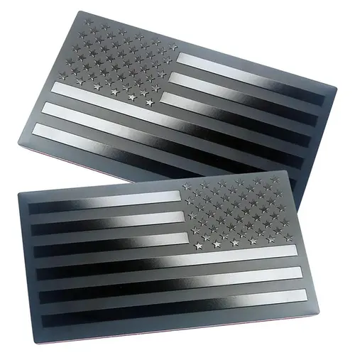 【FaddishDeal】4-PCS Black Metal American Flag Badge Decals - Forward & Reverse Set, Automotive Decals with Double Sided Tape, Pre-Pasted 3D Flag Emboss for Cars & Trucks, Graphic Car Exterior Accessories,sohochic