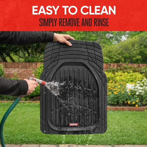 Motor Trend Heavy-Duty Rubber Car Floor Mats - Front & Rear Universal Trim-to-Fit, Eclipse Black, for Car Interior Protection