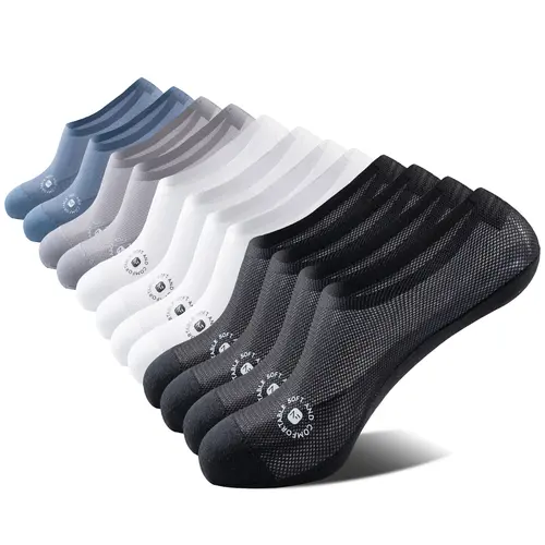 NEXFORMX Men's Ultra-Thin Mesh No-Show Socks - 6 Pack Breathable Invisible Ankle Socks Low-Cut with Anti-Slip Heel, Summer Cotton Blend
