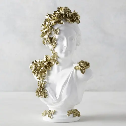Z Gallerie Golden Resin Sculpture - Artistic Figurine with Modern Bust & Flower Embellishments, Floral Gold Touch Home Decor, Coffee Table Focal Point, Bold Gold Accent for Living Room (Modern Floral Style Elevates Rooms)