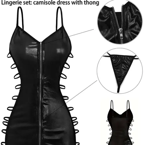 Plus Size SEXY Womenswear Lady Nightwear Sleep Dress Nighty Dress Loungewear Underwear Set🔥V-Neck Lace Knit Teddy with Cutouts - Fit ALL Body Types