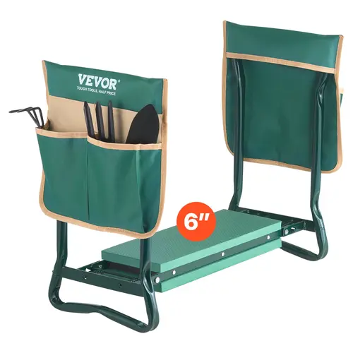 【toolupgrade】VEVOR Garden Kneeler and Seat, 6" EVA Foam Pad, Folding Garden Stool with Side Handles, Easy to Fold and Store, Heavy Duty, Supports 330lbs, Ideal for Camping