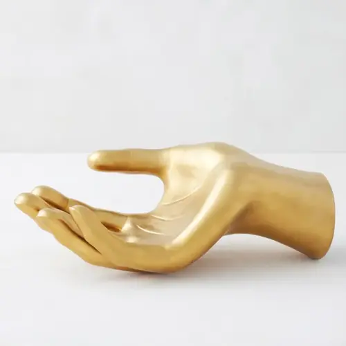 Z Gallerie Ceramic Hand Figurine - Gold Fluid Metal Design, Modern House Decor, Desktop Statue, Interior Decoration Accessory