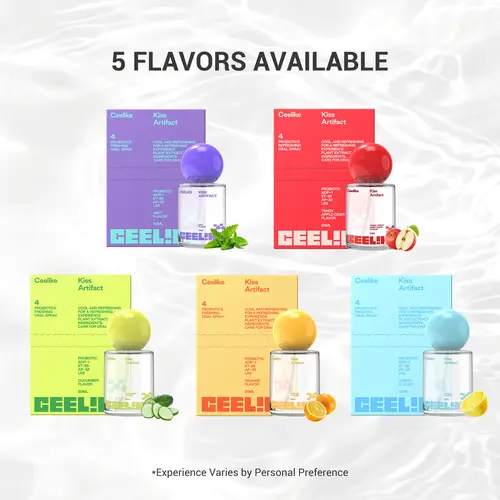 CEELIKE 5-Color Oral Spray Bottle, 20ml Sugar-Free Antibacterial Oral Care Spray for Adults, Compact Portable On-the-Go Fresh Breath Solution (5 Flavor Options),sohochic