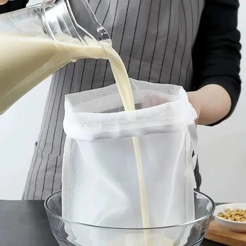 Nylon Food Filter Bag with Drawstring,2Count Reusable Vegetable Juice Filter Bag,Tea Coffee Yogurt Filter, Kitchen Utensils &Gadgets, Summer for Gift Kitchenware