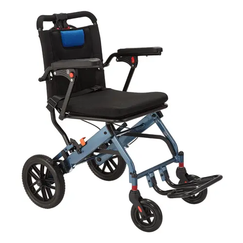 【GARVEE】Aluminum Portable Folding Wheelchair with Handbrake, Ultra-Light Design, 16in Seat Width, 8in PVC Transport Wheels, Honeycomb Airflow, Ideal for Travel & Everyday Mobility Assistance Healthcare