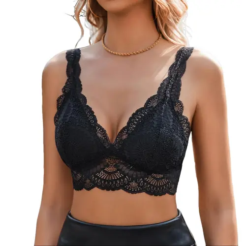 Avidlove Lightweight Lace Bralettes Womens Triangle Plunge Wireless Bras Camisole Tops Cami Strappy Thin Soft Nylon Floral Longline Adjustable Straps SpringStatements Womenswear