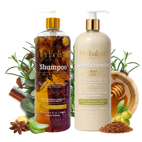 Herbalista Viral Haircare Bundle - 1000ml/33.8 fl oz Coconut Scent Botanicals Shampoo & Conditioner Set, ASMR Cinnamon Olive Cleanser, Handcrafted 100% Natural, Eucalyptus-Infused, Strengthens, Nourishes Curly Locks & Voluminous Hair