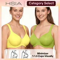 HSIA Joan Comfortzone Unlined Plus Size Full Coverage Underwire Support Minimizer Bra Instantly Slims 1 to 1.5 Cups Pain Free Wider Cushioned Straps U Shaped Back Smoothing Naked Feel T Shirt Bra for Big Bust Women Anti Sag Daily Lingerie Everyday Bra