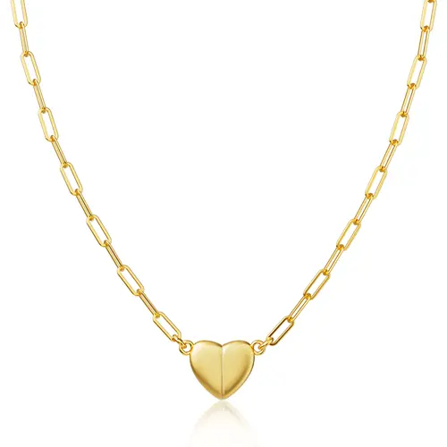 Tewiky 14K Gold/Silver Plated Heart Shape Pendant Magnetic Necklace for Women Dainty Fashion Choker Necklace Jewelry Love Party Mother's Day Gift
