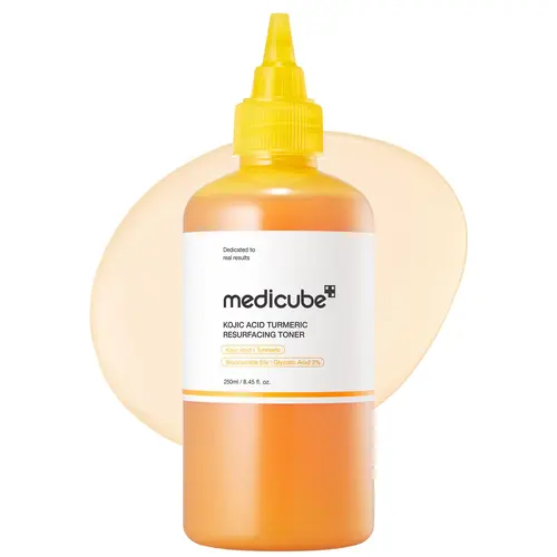 Kojic Acid Turmeric Toner for Face & Body | Daily Toner for Uneven Skin Tone & Texture | Niacinamide, Glycolic Acid for Clear Glass Skin | Korean Skin Care | 250ml