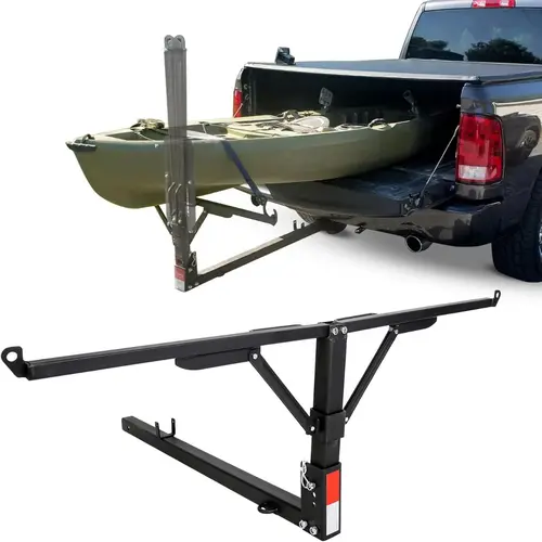 HECASA 2-in-1 Foldable Truck Bed Hitch Extender, Automotive Accessory for Short-Bed Trucks, Vehicle Accessory That Lengthens Load, Pickup Rack for Canoe, Lumber w/Flag,toolupgrade
