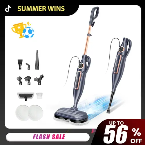 [StockUp]DEVOAC VM6 Electric Rotating Steam Mop - 10-in-1 Eco-Friendly Antibacterial Cleaning Supplies, 3 Adjustable Steam Levels, 5m Cord, Fast Heat-Up, Attachments for Floors, Kitchen, Tiles, Grease & Grime Remover,sohochic