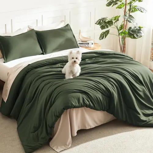 Litanika 3-Piece Lightweight Bed Comforter Set - Soft All-Season Fluffy Bedding, 1 Comforter, 2 Pillowcases, Wrinkle-Resistant Flat Weave, Hotel-Style Bed Cover Set, Home Goods for Back to School,sohochic