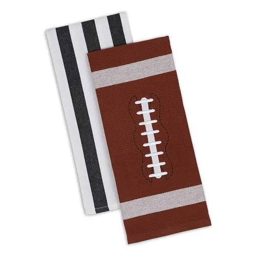 Design Imports Set of 2 Football & Stripes Kitchen Towels