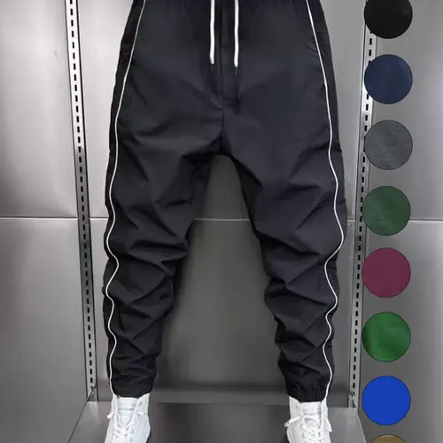 Men's Fashion Casual Jogger Pants, Side Striped Simple Style, Waist Drawstring Elastic Hem, Sports Jogging Pants for Exercise & Daily Wear, Athleisure Casual Bottoms