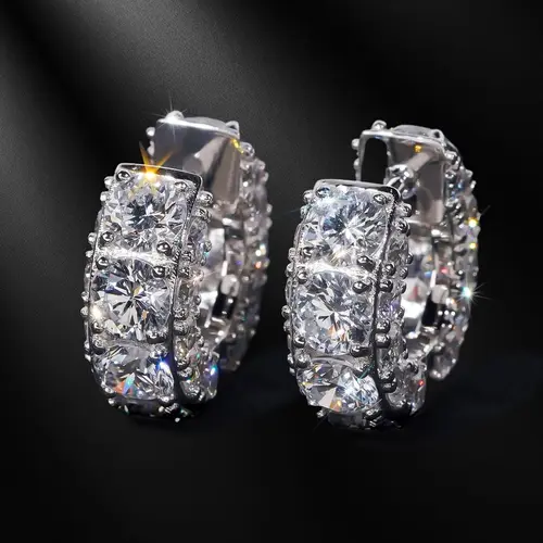 HELLOICE 7.2CT Moissanite Hoop Earrings VVS Full Synthetic Moissanite Earrings Jewelry Gift