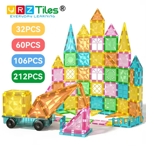 【Early Education STEM Toy】Magnetic Tiles,Preschool Magnet Building Cubes,Learning Construction Stacking Blocks,Cognitive & Math Development Toy for Toddlers,Kids Educational Playset,Children's Day Gift for 3 4 5 6 Year Old#backtoschool,sohochic