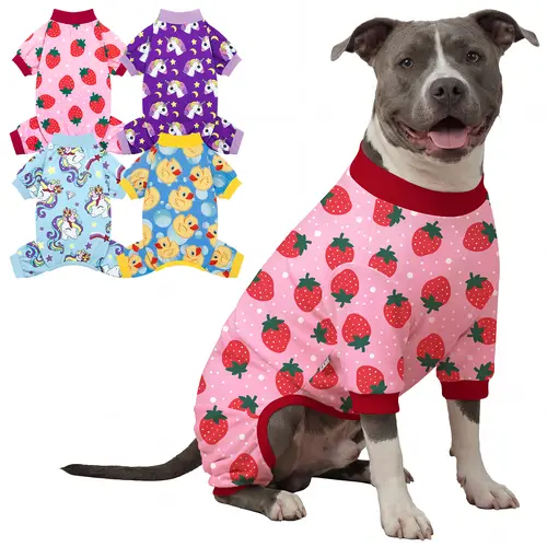 XPUDAC 4-Pack Dog & Cat Costume Outfits Set - Unique Themed Prints, Cozy Breathable Sleeping Onesies, Soft Fabric, Easy-to-Wear Design, Elastic Belly Band, Versatile Occasions, Measure Your Fur Animals for Proper Fit,sohochic