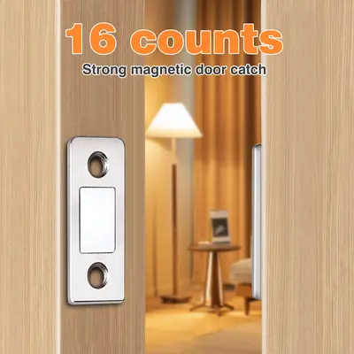 16 Counts Cupboard Magnetic Catch without Punching, Strong Magnet for Cupboard, Drawers & Shutters