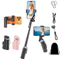 [BackToSchool] 2026 New Upgraded 4-in-1 Mini Selfie Stick with 360° Rotation, Wireless Bluetooth Remote, Phone Holder, Tripod Light - 25in Max Extension, Smartphone/Cellphone Compatible Travel Gadget Vlogging Kit Accessory